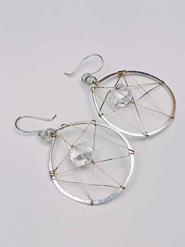 Silver & Gold Star Hoops
