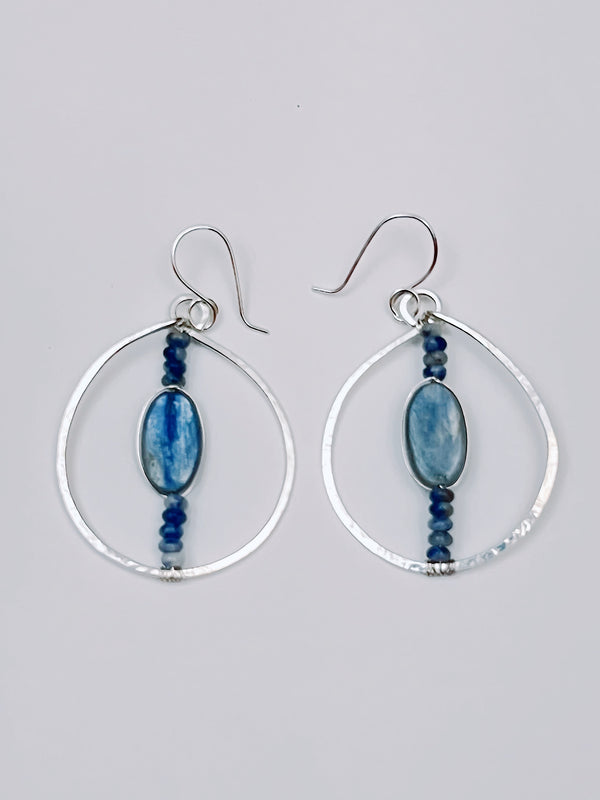 Silver Gemstone Hoops
