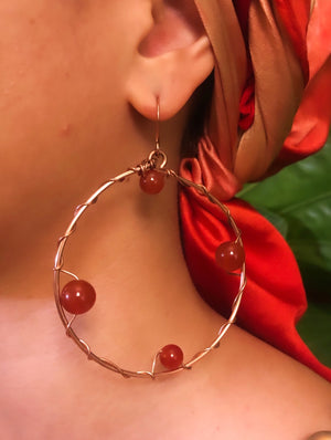 Copper Carnelian Hoops