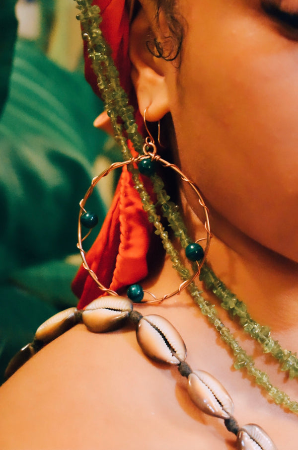 Copper Malachite Hoops