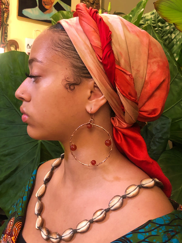 Copper Carnelian Hoops